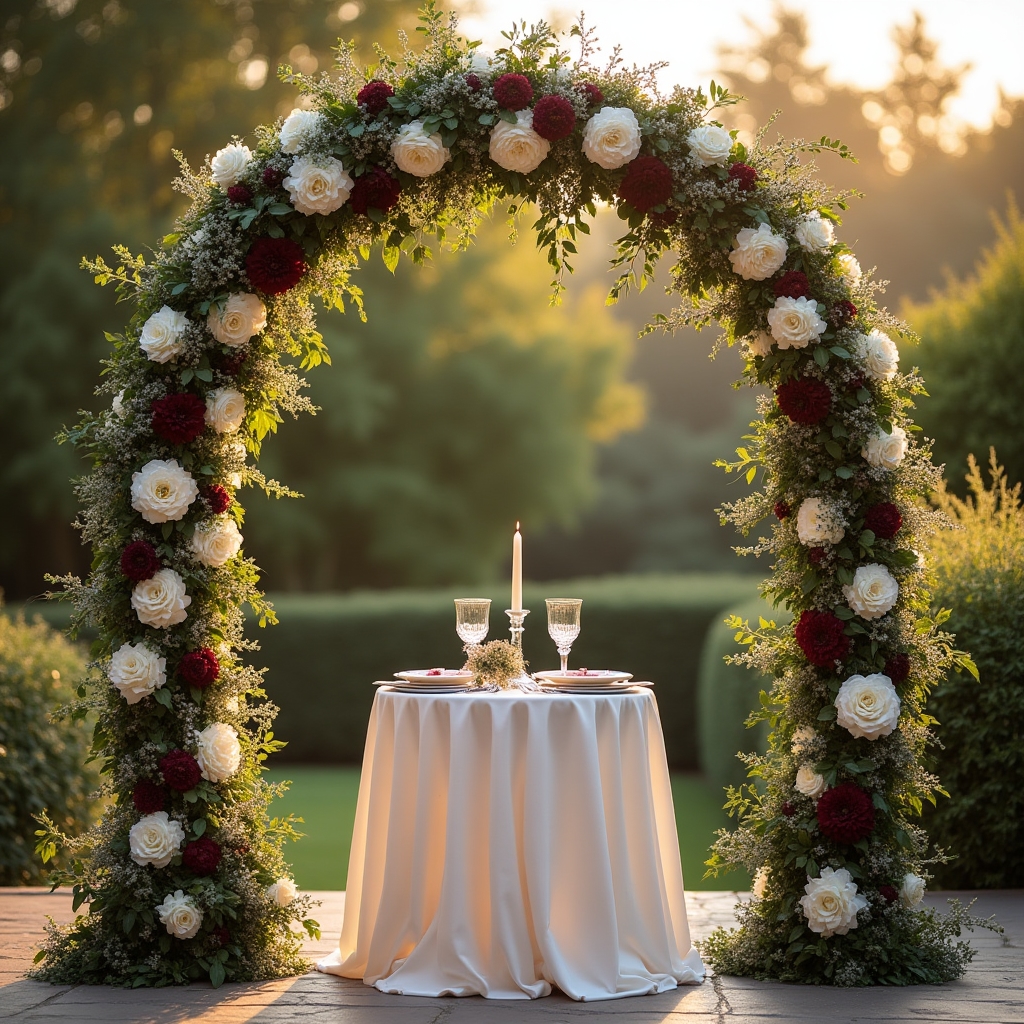 Évfordulós virágív friss virágokból