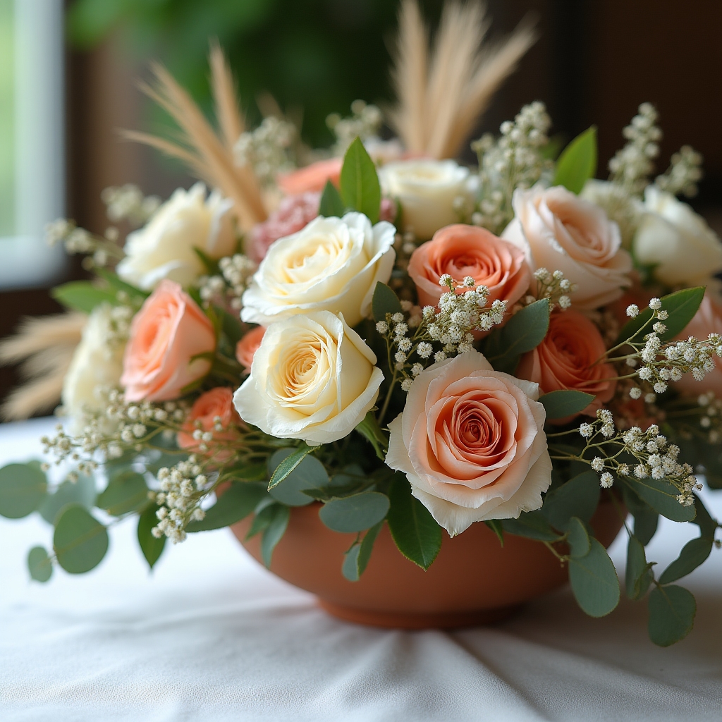 Közeli virágkompozíció részlet