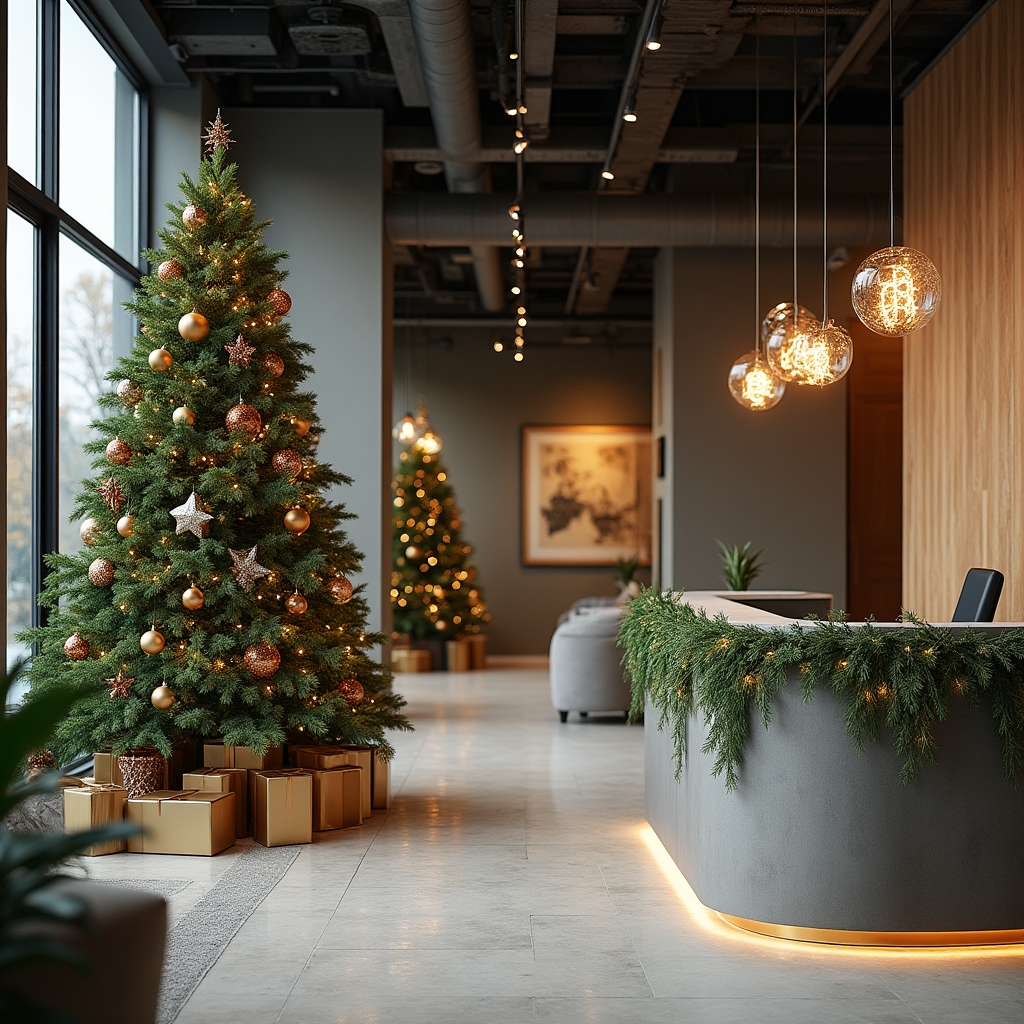 Szezonális karácsonyi rendezvény dekoráció irodában